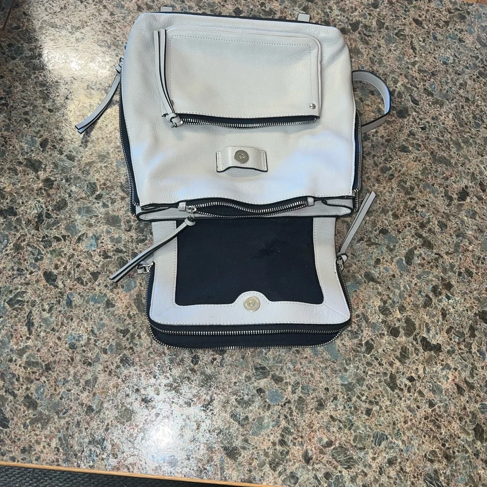Lodis Light Gray/Cream Leather Backpack - Picture 11 of 11